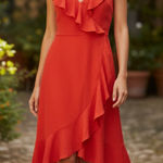 ZARA NWT  Ruffle Mini Dress Stretch Red Bloggers Fav Photo 0