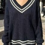 Brandy Melville Navy Nikki Heavy Wool Sweater Photo 1