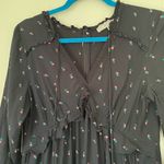 Loft black floral empire waist tiered midi dress ~ ruffle details ~ size small Photo 5