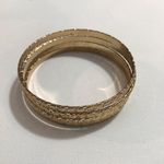 Bohemian Feminine Gold Tone Etched Nugget Bangle Bracelet Set of 4 Photo 2