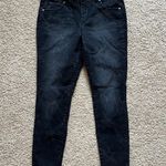 Artisan NY Black Denim Star Embroidered Raised Print Skinny Cropped Jeans Photo 0