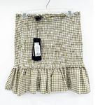 Veronica Beard  Aloya Gingham Smocked Olive White Ruffle Mini Skirt Size M NWT Photo 2