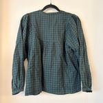 Madewell Plaid Balloon-Sleeve Peasant Top Green Black Size XS Photo 7