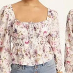 J.Crew  Women's 6 White‎ Floral Square Neck Cinched Waist Top in Kaleidoscope Photo 0