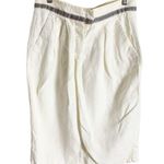 Max Mara White Pleated Linen Stripe Ribbon Trim Knee Length Pencil Skirt Size 6 Photo 0