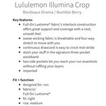 Lululemon  Illumina Crop Bordeaux Drama/Bumble Berry Crop Pant Size 8 Photo 14