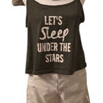 SheIn size M grey crop graphic tank top “Lets sleep under the stars” EUC Photo 0