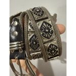 Vintage Chainmail Belt Woven Metal Decorated‎ With Concho Sz 32 37" Western Black Photo 1
