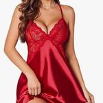Avidlove V Neck Lace Satin Chemise Mini Teddy Red Women’s Size Small Photo 0