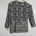 J. McLaughlin  Black Gold Print Catalina Cloth 3/4 Sleeve Signature Tee Size S Photo 4
