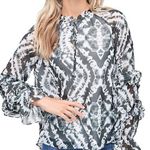 NWT En Saison Tie Dye Chiffon Blouse Size Small White Photo 1