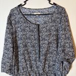 Loft  Romper Blue White Paisley Print Drawstring Waist Size 16 Career Casual‎ Photo 1