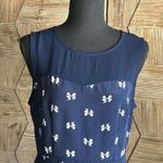 Forever 21 Navy & White Bow Illusion Skater Mini A Line Womens Dress Size M Indie Photo 1
