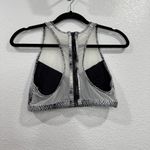 Varley  Snake Dee Crop Top High Neck Mesh Zippered Sports Bra Black White Medium Photo 2