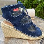 Sole Society  Amethyst Navy Strappy Lace Up Espadrille Wedges Sz 6 Gladiator Photo 4