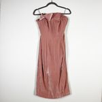 Cinq A Sept Marceau Velvet Velour Ruffle Strapless Bodycon Midi Dress Pink 4 Photo 0