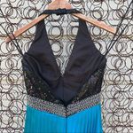Mori Lee Y2K beaded sequin halter prom dress maxi gown teal black 5/6 Photo 6
