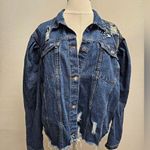 TOUCH ME Bedazzled & DISTRESSED Denim Jacket Blue Size 3X Photo 0