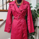 Mossimo Womens Pink Polyester Notch Collar Long Sleeve Belted Coat Jacket Small Photo 0