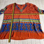 Tolani Tunic Top Womens 3X 100% Silk Floral Boho Hippie 3/4 Sleeve Colorful Plus Photo 1