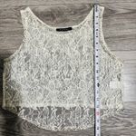 Foreign Exchange  Y2K Ivory Beaded Lace Cropped Floral Fairy Tank Top Sz Small Photo 6
