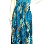 Robbie Bee Multi Animal Print Sleeveless Maxi Dress Teal Strap Dress 12 Photo 0
