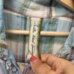 Aratta Silent Journey Plaid & Floral Boho Button Down Tunic Top | Size S Blue Photo 2