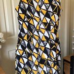 Colorful geometric Midi cocktail evening Dress with invisible back zipper (Size 8) Photo 1