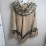Lauren RL Alpaca Wool Hooded Faux Fur Poncho Sweater Fringe Gray Size undefined Photo 4