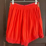 Free People | Red Crinkle Gauze Crochet Lace Trim Shorts Swim cover up | Small Photo 3