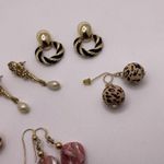 Dress Up Lot Of 5 Costume Earrings Pierced Dangle Drop  Gold Tone Photo 4
