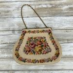 American Vintage VTG Purse Needlepoint Tapestry Floral Cream Pink Framed 50s 60s Classic Coquette Photo 0