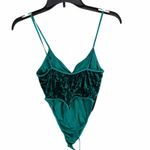 Vintage Alana Gale Thong Bodysuit Womens M Green Velvet Velour Sultry Night Out Size M Photo 3