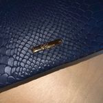 GiGi New York Stella Fold Over Leather‎ Python Snake Embossed Clutch Blue Photo 2