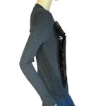 Vera Wang SIMPLY VERA  GRAY RIBBED KNIT W/BLACK SEQUINS CARDIGAN SWEATER (XS) Photo 3