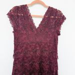 Y2K Cache Dress Size 8 Burgundy Lace Beaded Midi Cocktail Party Glam Romantic Red Photo 8