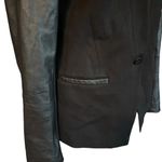 Madewell  Size 8 Black Leather Trim Collarless Moto Blazer Jacket Business Casual Photo 3