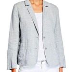 Eileen Fisher Linen Blazer Womens Large Gray Silver Metallic Fitted Jacket Photo 2