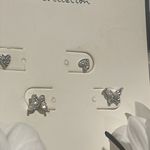 A New Day  earrings Sterling Silver CZ heart butterfly Nickel Free jewelry 2pack Photo 2