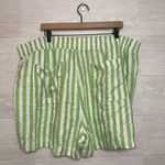 Old Navy Women's Plus Size 22 Green White Stripe Comfort Waistband Linen Shorts Photo 5