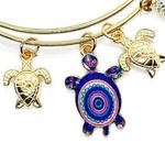 Boutique Beaded Sea Turtle Charm Colorful Bangle Bracelet Photo 4