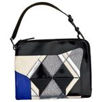 3.1 Phillip Lim  Geometric Blue Cream Black Silver Patent Leather Clutch Bag Photo 0