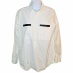 J.Crew Factory Beaded Pocket Half Button Down Cotton Tunic Shirt Ivory White M White Size M Photo 2