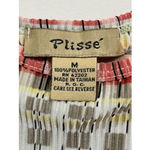 Plisse Top Blouse Multi Color Crinkles Pleats Accordion Stretch Large Red Photo 2