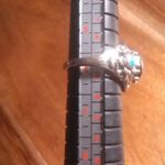 Artisan Crafted Elite Shungite Sleeping Beauty Turquoise Sterling Silver Ring Photo 3