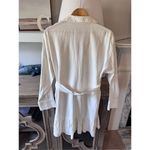 ZARA  Linen Blend Belted Shirt Dress in Ecru Size Medium Photo 7