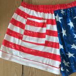 New Women’s Patriotic American Flag Shorts Size Large with a Small Flaw Blue Photo 8