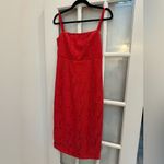 Fame and Partners The Max Midi Dress in Red Lace Sheath Chic Cocktail Size 8 Med Photo 4