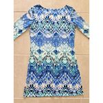 Jean‎ Pierre Klifa Womens Size Large Shift Dress Blue Floral Print Watercolor Photo 3