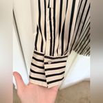 H&M Oversized Striped Button Down Satin Blouse Champagne & Black Stripes Size XL Photo 1